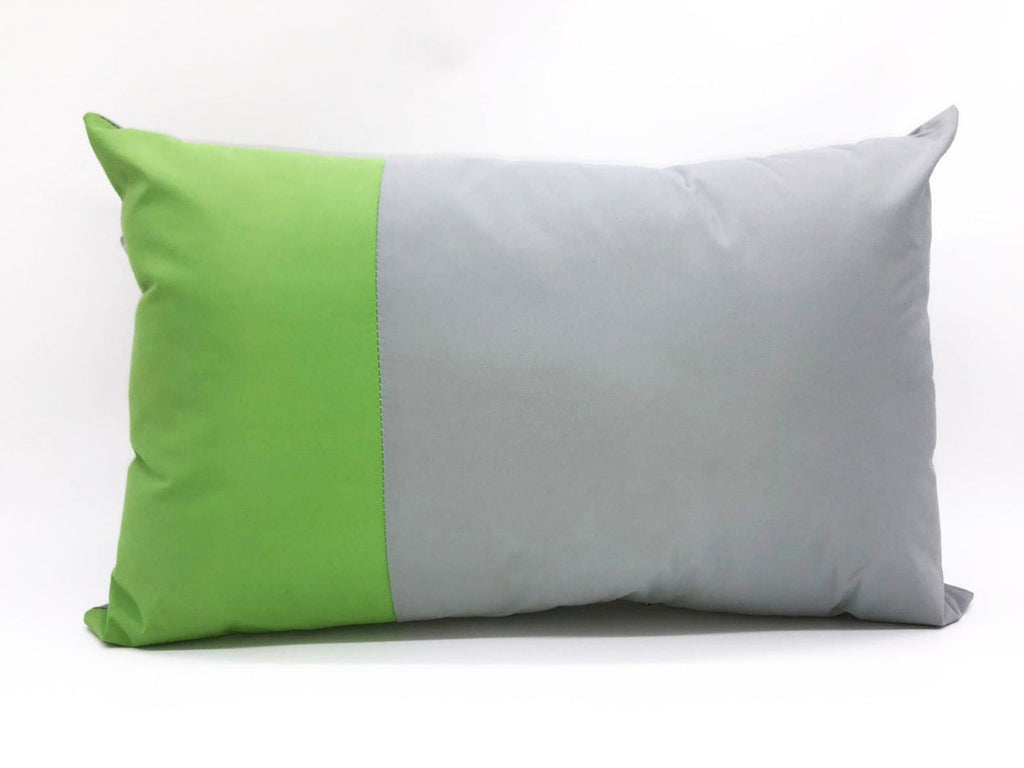 Cojin Terraza Impermeable Bicolor Gris/Verde 50x33