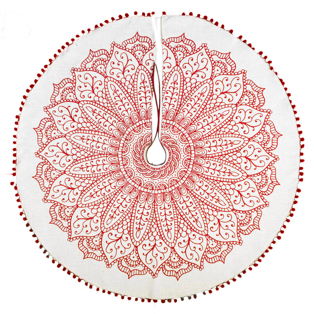 Pie de Árbol Mandala Rojo 120 cm.